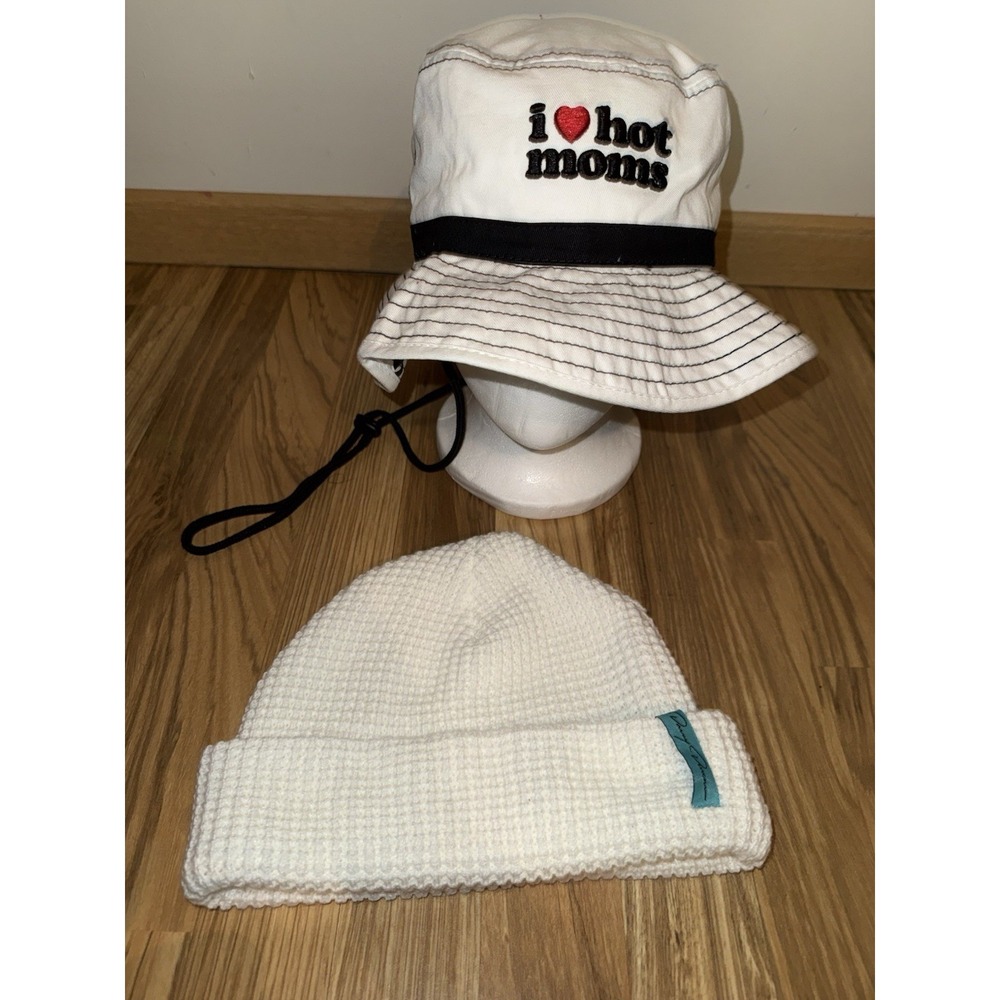 Danny Duncan 'I Love Hot Moms' Bucket Hat Beanie Lot NEW White Black